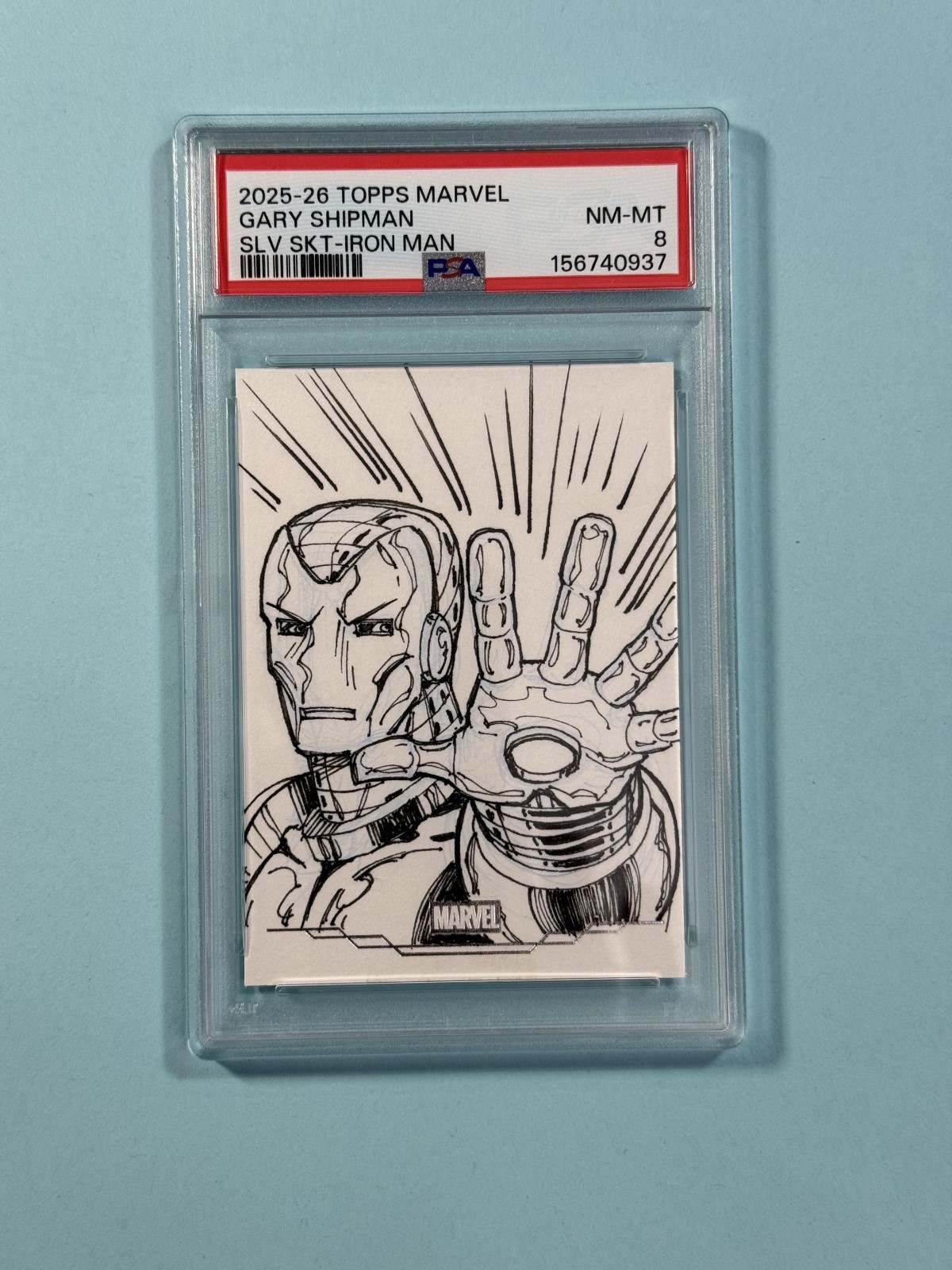 2025 Topps Marvel Studio Silver Sktch Iron Man By Gary Shipman Artist AUTO PSA 8 view 1