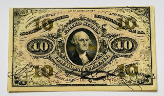 1863 US 10¢ Fractional Currency Note Bright w/ Crisp Details #567B