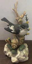 Boehm Porcelain Bird Figurine Pied Flycatcher with Broom Muscicapa Hyoleuca AF