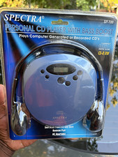 Spectra SP-100 Personal CD Player Bass Boost Headphone Jack Blue/Black