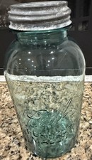 Vintage 2 Quart Blue Ball Jar With Zinc Lid No. 1