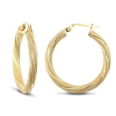 Creolen Creolen 9 kt Gelbgold mattiert Twist Creolen Ohrringe 25 mm