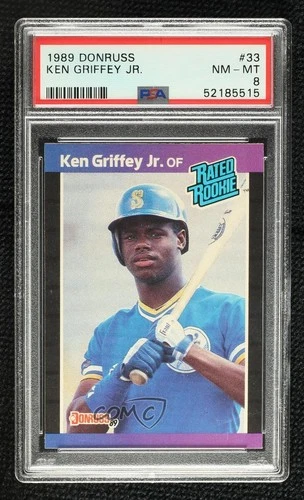 1989 Donruss Rated Rookie Ken Griffey Jr (*Denotes* on Back) #33 PSA 8