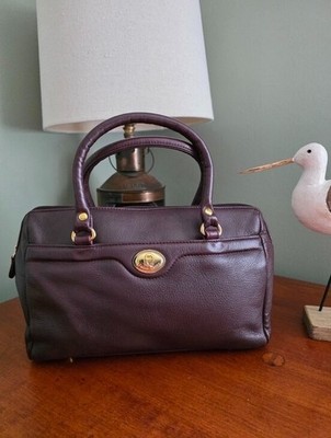 Etienne Aigner Oxblood Mahogany Cowhide Leather Satchel Top Handle Bag Vintage