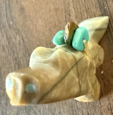 Hand-Carved Stone Fetish w/ Turquoise Eyes  Bundle Possibly Zuni   1  