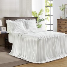 Ruffle Skirt Bedspread Set - 30" Long Drop - Vintage Chic Ruffled Summer Cove...