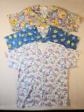 Peaches Uniforms Scrub Tops Lot Of 3 Size Small Colorful