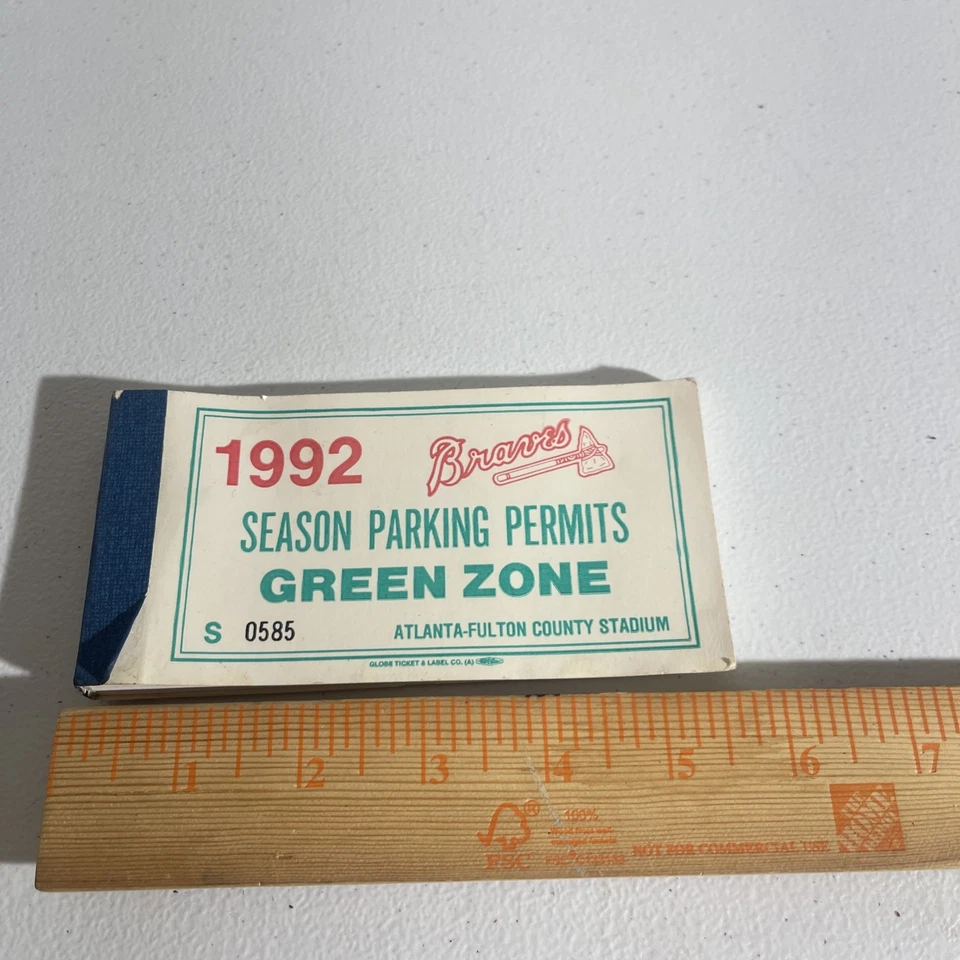 Vintage 1993 Atlanta Braves Season Parking Permits Green Zone ATL Fulton Stadium - Image 2 of 4