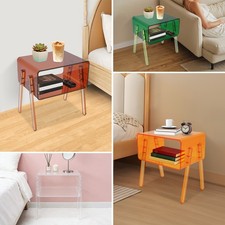 Brown/Green/Orange/Clear End Table Small Side Table Storage Nightstand Load 15kg