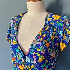 Flynn Skye Floral Maxi Dress Cutout Back | Size M | Blue Boho 90s Tropical
