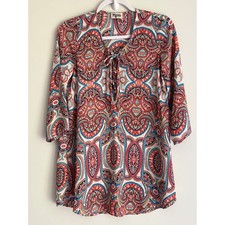 Show Me Your Mumu Women's XS Paisley Medallion 3/4 Sleeve Dress/Cover-Up Boho