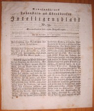 Lobenstein-Ebersdorf 19.8.1820 Zeitung Biedermeier