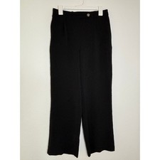 Meg  Margo Black Wide Leg Textured Trousers High Rise Pleated Pants Womens M