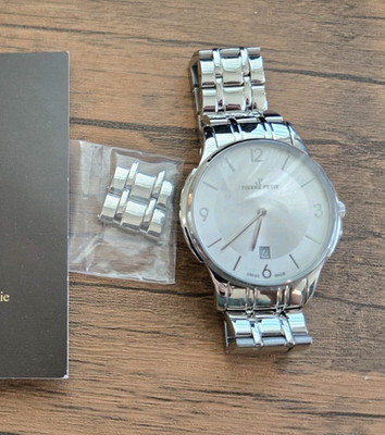 Pierre Petit St. Tropez P-850F Silver Sunburst 40 mm Quartz w Stainless Steel