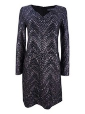 Jessica Howard Women's Bell-Sleeve Glitter Shift Dress