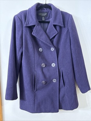 VTG Centigrade Women Sz L 100% Wool Peacoat Plum Purple Capsule Wardrobe Classic