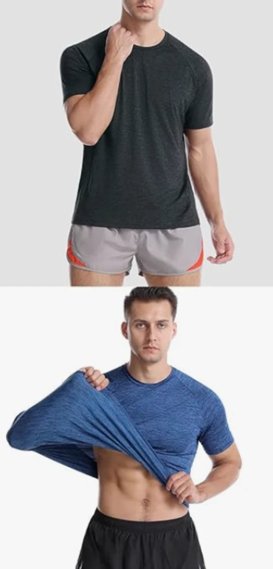 NEW Femdouce Men's Short Sleeve 4 Pack Quick Dry Running T-Shirts Size 2XL