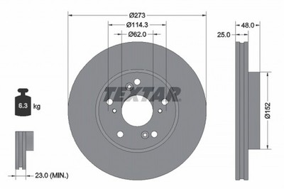 2x TEXTAR Bremsscheibe PRO 92354803 für BYD DOLPHIN