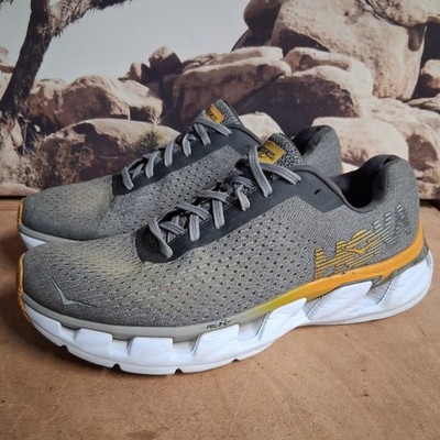 Hoka One One Elevon 2 Mens Running Shoes Grey Yellow Low Top Sneakers Sz 9.5