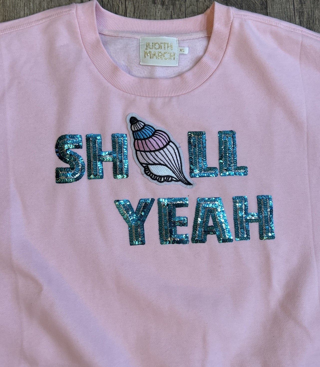 Judith March Shell Yeah Pink Pullover Crewneck Se… - image 2