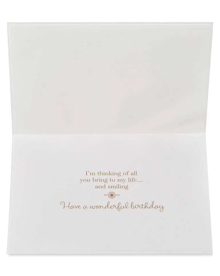 Tarjeta de cumpleaños premium de papiro con frascos de flores hechos a mano y sello de oro Foto 2 de 4