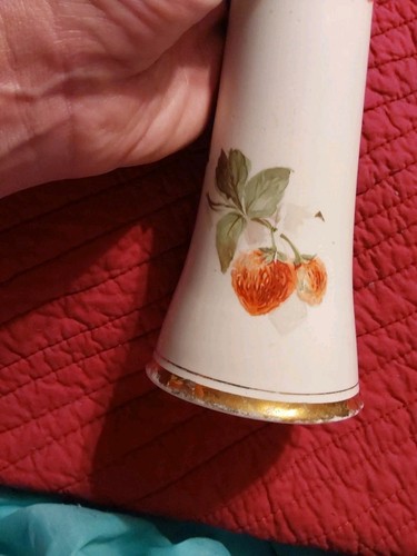 Vintage Antique 11.5" Sevres Porcelain Strawberry Vase Gold Trim - Picture 4 of 8