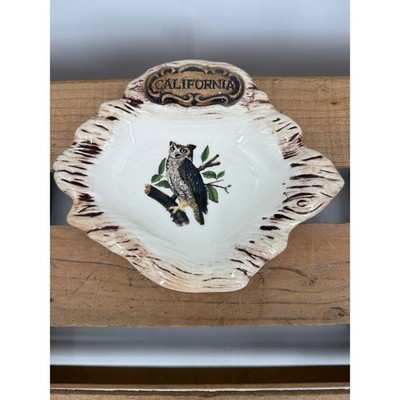 Vintage Treasure Craft California Owl Ceramic Trinket Souvenir Dish USA 7.5''