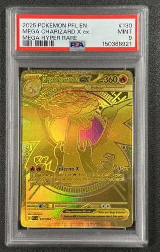 MEGA CHARIZARD X EX PSA 9 2025 POKEMON PHANTASMAL FLAMES #130/094 HYPER RARE 921