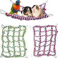 Colorful Bird Rope Net and Hammock Set for Small Pets - 2 Pack