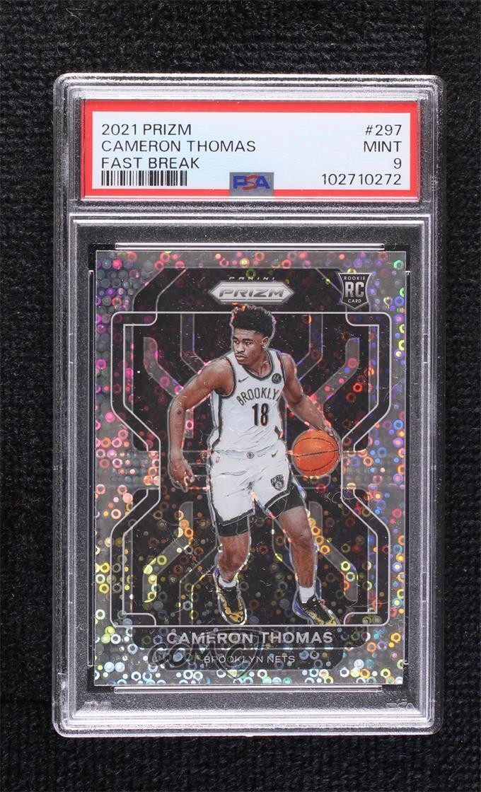 2021-22 Panini Prizm Fast Break Prizm Cameron Thomas #297 PSA 9 MINT 02ez