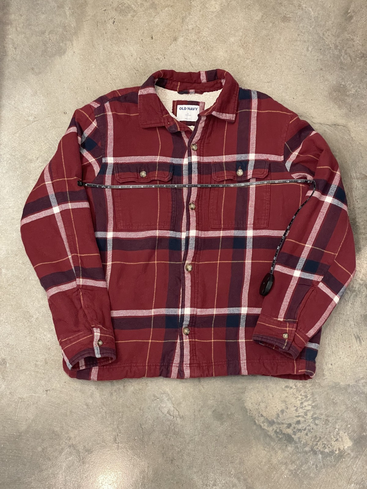 Sherpa Lined Flannel Jacket Men L Red Blue Plaid Shirt Jacket Warm Winter thumbnail 6