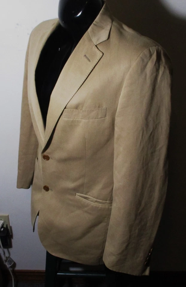 BROOKS BROTHERS Khaki Tan "Regent Fit" Linen Blazer Suit Jacket Men's Size 40R - Image 4 of 4