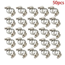 50 Pcs Clamps 3/8In-1/2In Stainless Steel Drive Hose Clamps Fuel Line Worm Clip