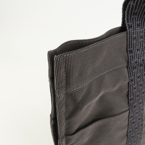 HERMES Herline MM Nylon Canvas Tote Bag Hand Bag Black Authentic Used F/S - Picture 14 of 24
