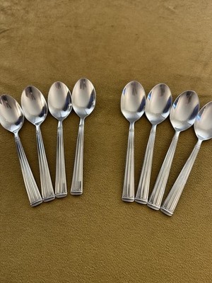 (4) TEASPOONS Wallace 18/10 Stainless  Column Pattern