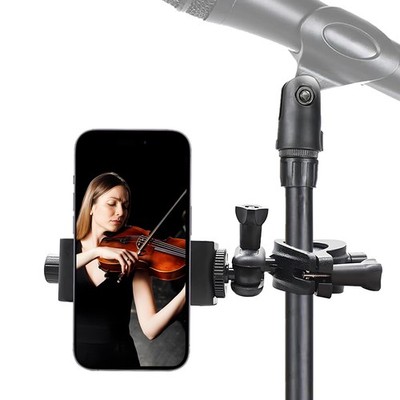 Phone Holder, 360° Adjustable Smartphone Clip for Microphone Stand, Compatible