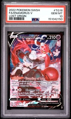 2022 POKEMON SWORD & SHIELD LOST ORIGIN #TG18 FULL ART/ENAMORUS V PSA 10