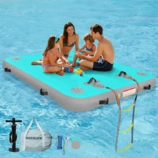 AWEMUFA Inflatable Floating Dock 8ft x 6ft Lake Floats for Adults Mint Green