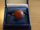 VINTAGE ANTIQUE SIGNED SILVER STERLING CHINESE EXPORT ORNATE FILIGREE CORAL RING