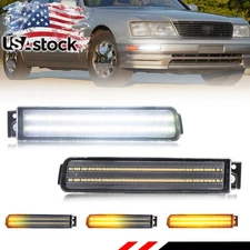 2X Clear Dynamic LED DRL Turn Signal Side Marker Light For 1995-1997 Lexus LS400
