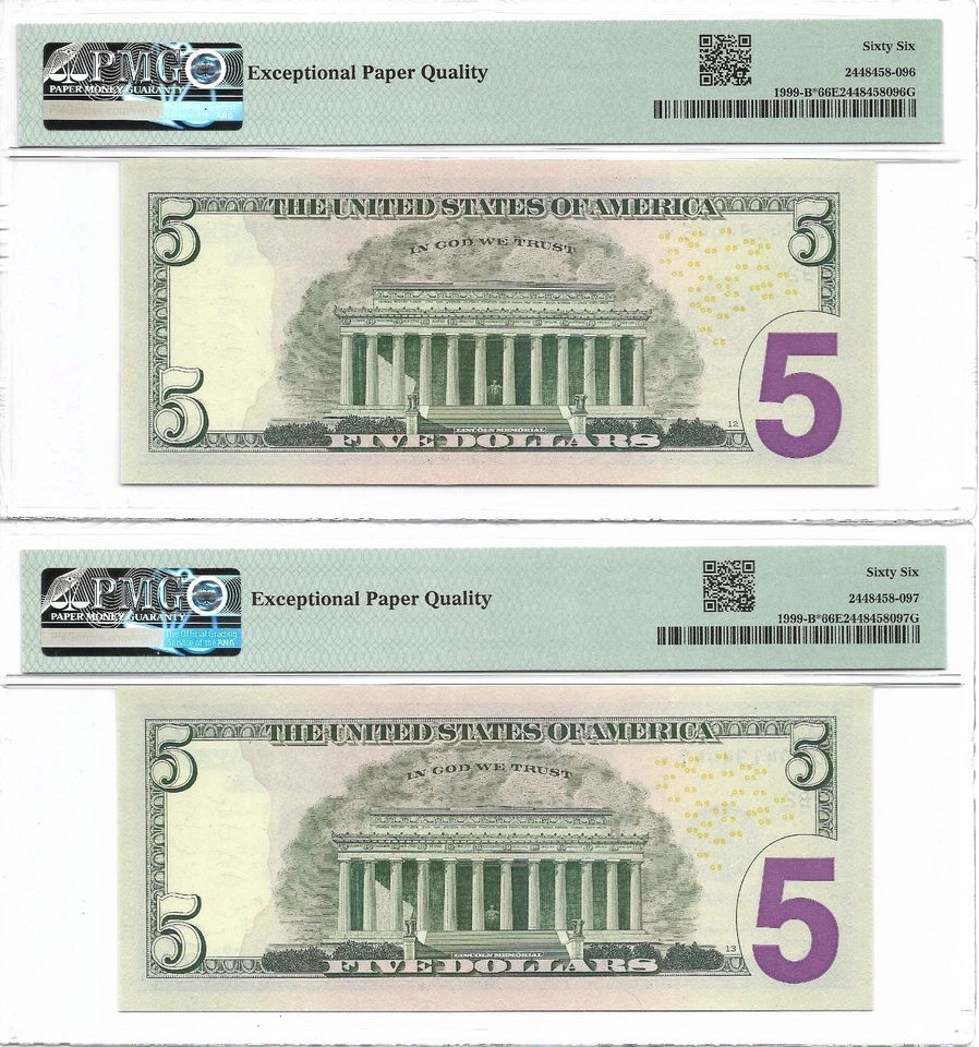 2021 $5 NEW YORK * STAR * ⭐️ FRNs. 4 PMG GEM Uncirculated 66 EPQ Banknotes. - Image 3 of 4
