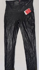 NEW Spanx black Faux Leather Leggings Women's size LARGE Ankle Mid Rise