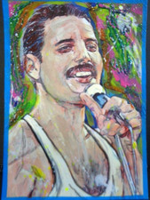 ATC  ACEO   Music Singer  FREDDIE MERCURY  Abstract  Art