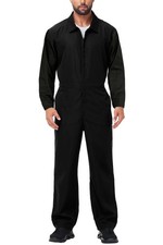 Men's Halloween Long Sleeve Zipper Jumpsuit, Mechanic Work Costume, Solid Color