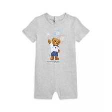 Ralph Lauren Boys' Cotton Polo Bear Fireworks Romper - Baby 9 months