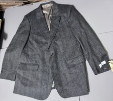 Arnold Palmer For John Peel Blazer 44R Gray Herringbone Tweed Wool Blend Vintage