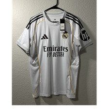 adidas Real Madrid Home Soccer Jersey M White/Black/Gold Emirates Fly Better
