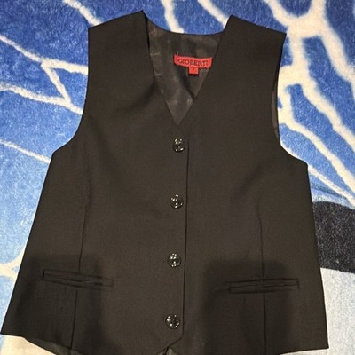 GioBerti Men's Black Button Front V-Neck Dress Vest w/ Pockets Size 44R