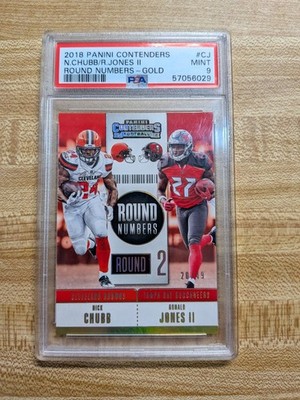 2018 Panini Contenders - Round Numbers Nick Chubb, Ronald Jones II Gold /49 (RC)
