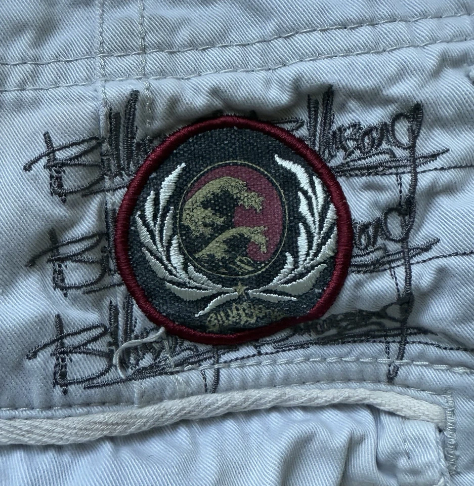 VTG Y2K Billabong Cargo Shorts Sz 32 Khaki Patchwork Distressed 11" Skater Style - Image 3 of 4